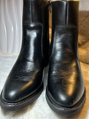 Guide Gear 6" Side-Zipper Western Motorcycle Boots Black Leather Men's Size 9 D